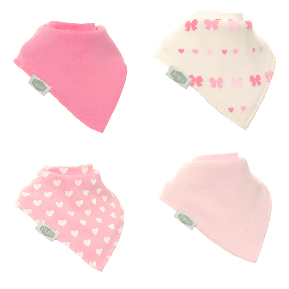 4 Pack of Pink and White Dribble Bibs