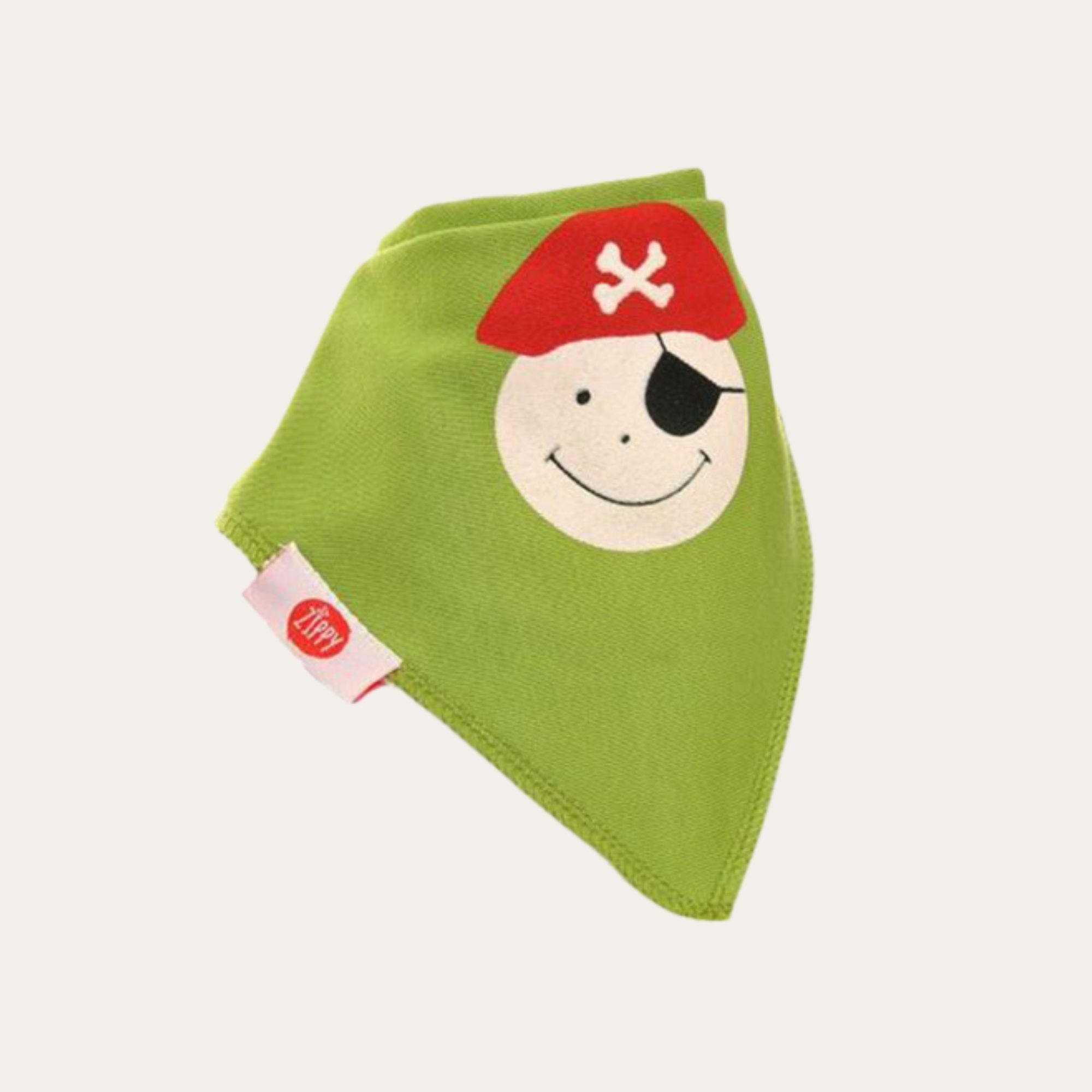 Pirates Green and Red Bandana baby Dribble Bib. Perfect for play and mealtimes.