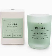 Candle 'Relax' Frosted Glass Sage & Eucalyptus Scent