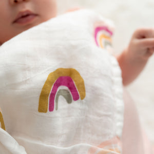 rainbow muslin swaddle wrap