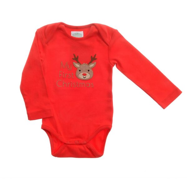 reindeer baby body vest my first christmas in red