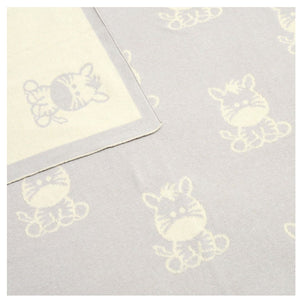 grey and cream reversible giraffe theme baby blanket 