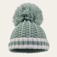 Cosy Sage Green Ribbed Pom Pom Hat