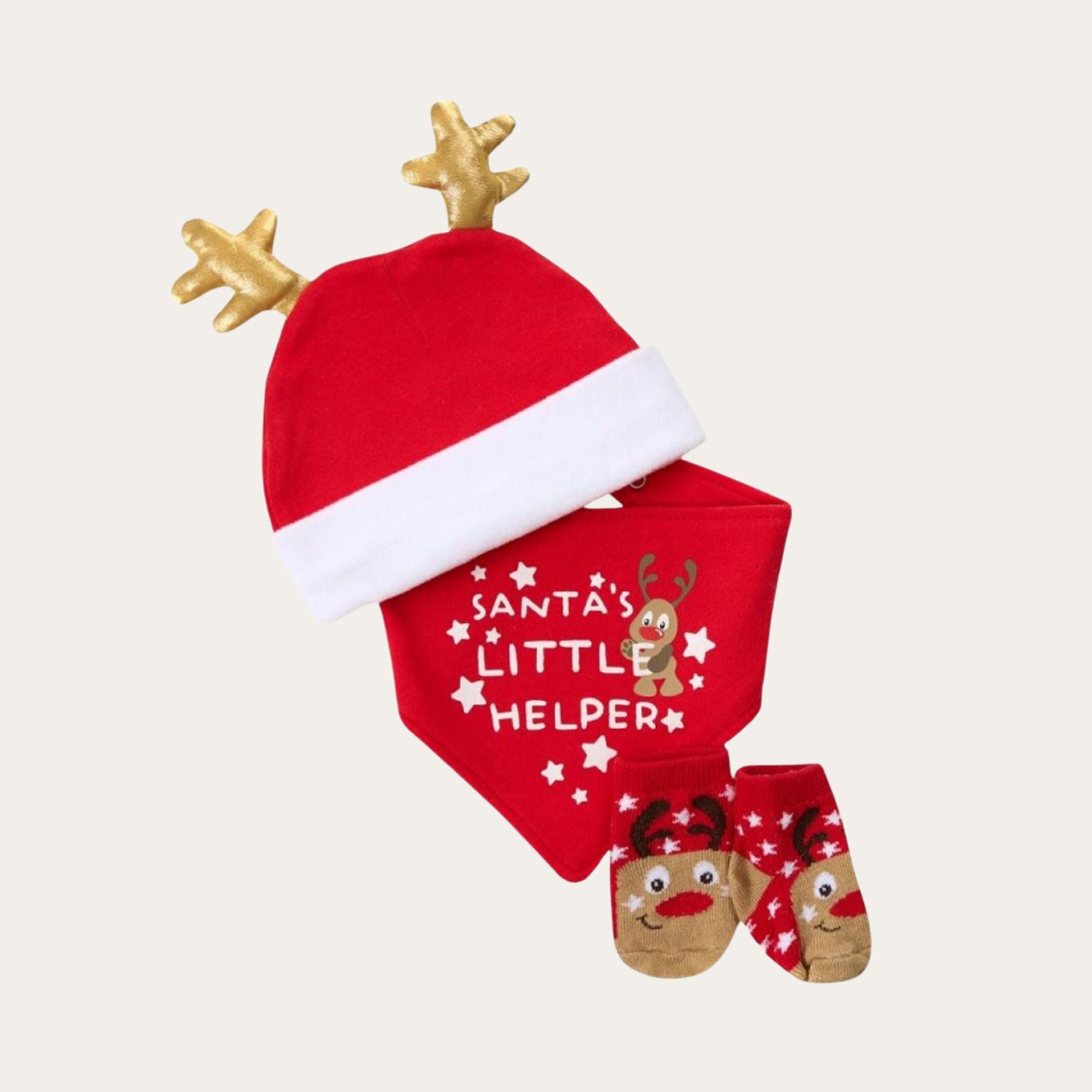 santas little helper gifts set for a baby in red