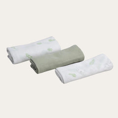 Set of 3 Woven Cotton Muslin Squares – Sage Green | 70x70cm