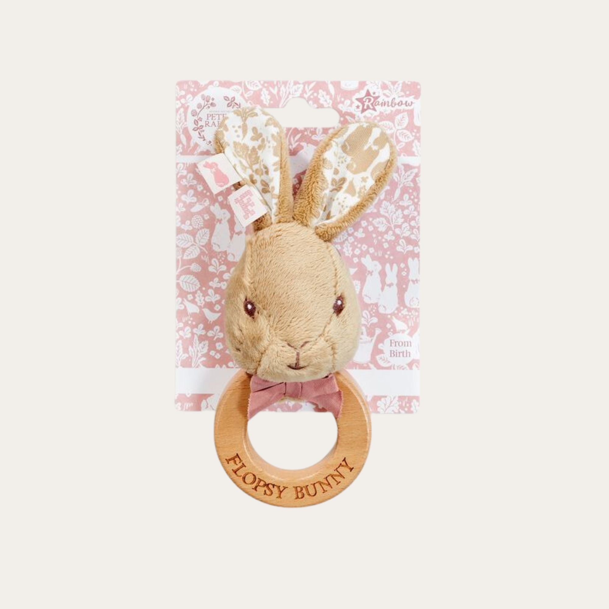 signature bunny flopsy bunny wooden baby rattle