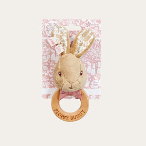 signature bunny flopsy bunny wooden baby rattle