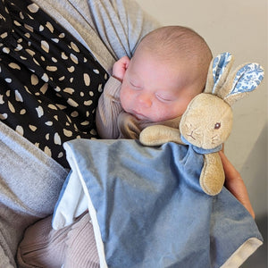 Signature peter rabbit soft toy with sleeping baby.