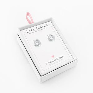 Silver plated knot stud earrings in gift box