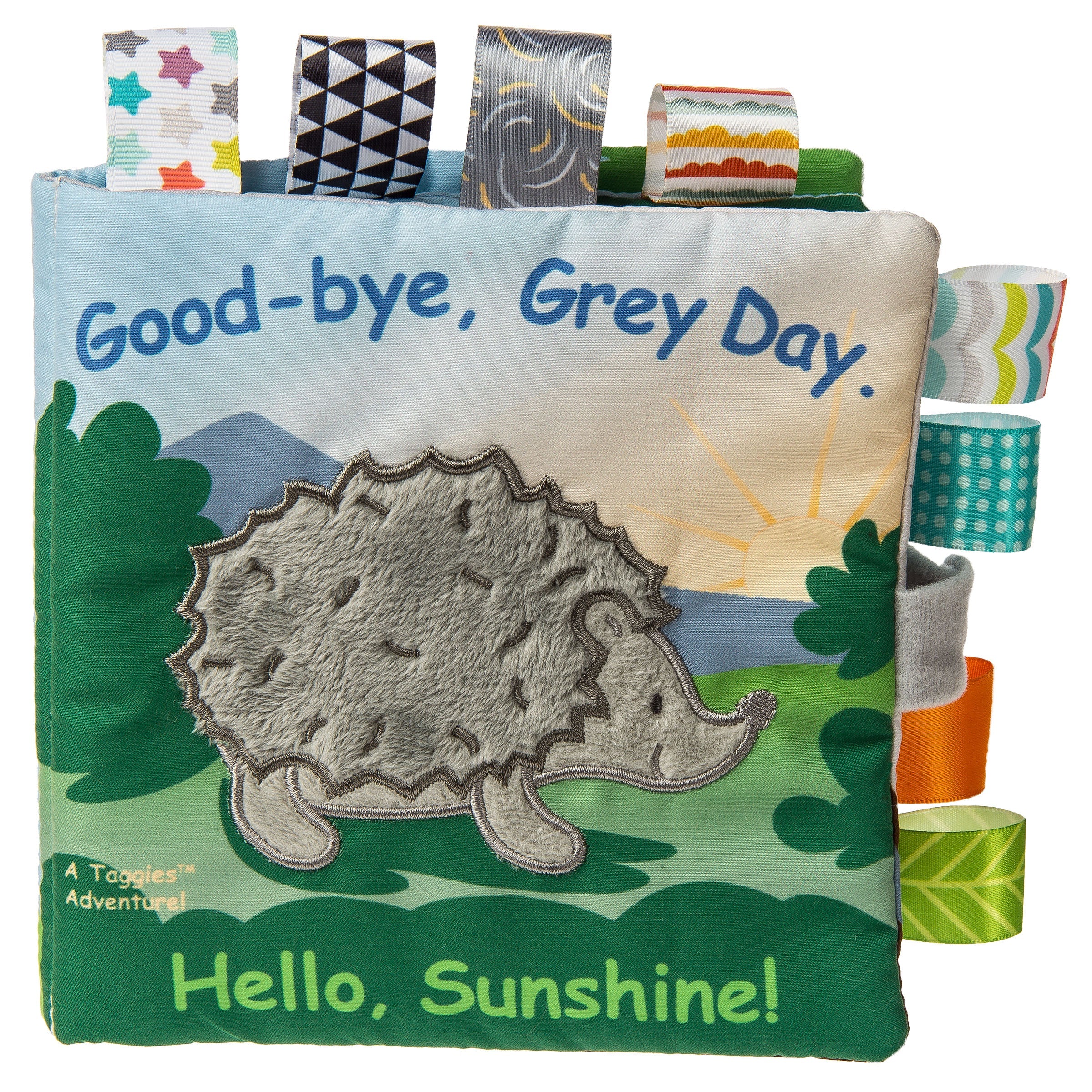 Soft taggie material heather and harley hedge hog book with taggies around the edge for extra sensory activity