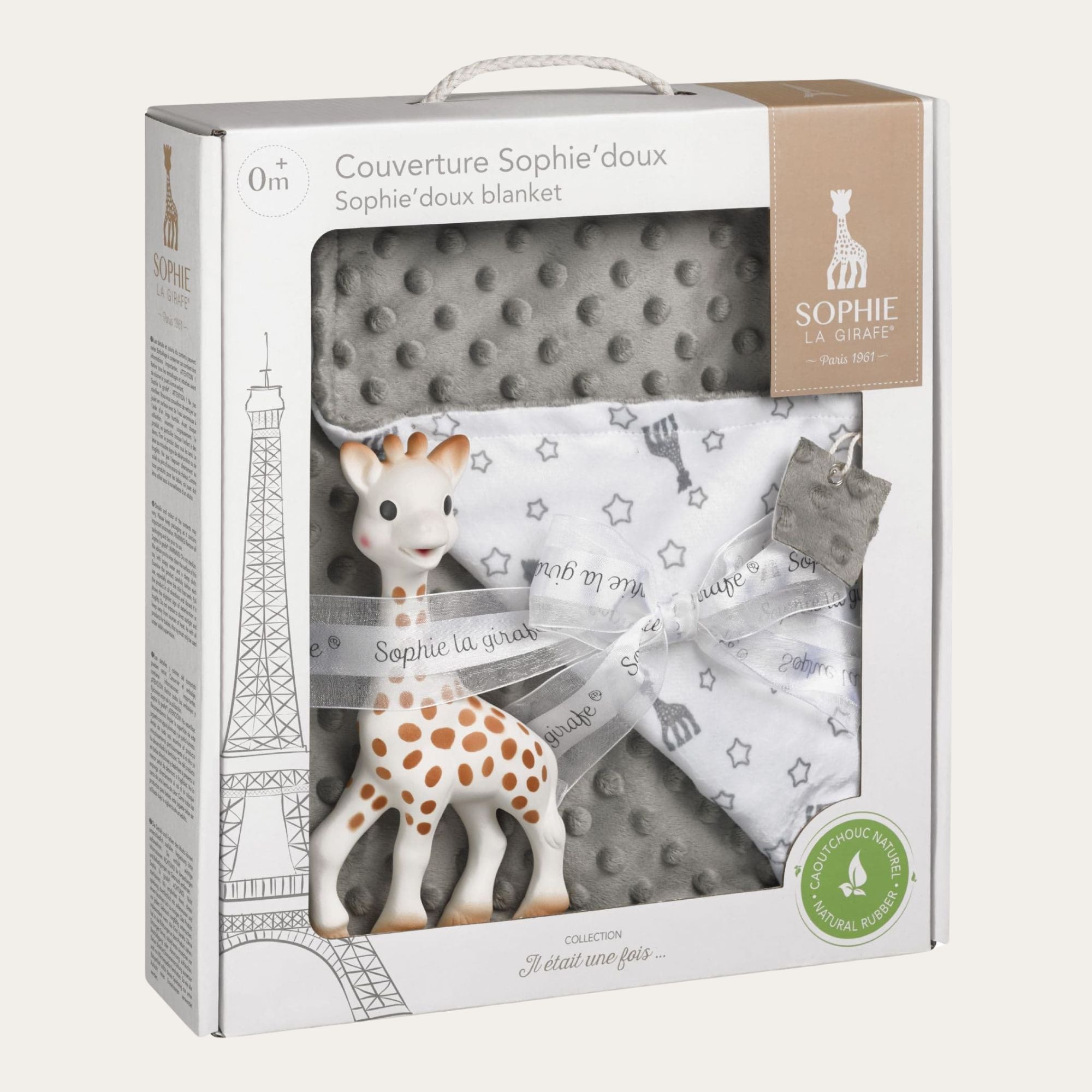 sophie la girafe gift set including textured blanket and orginal sophie la girafe teether