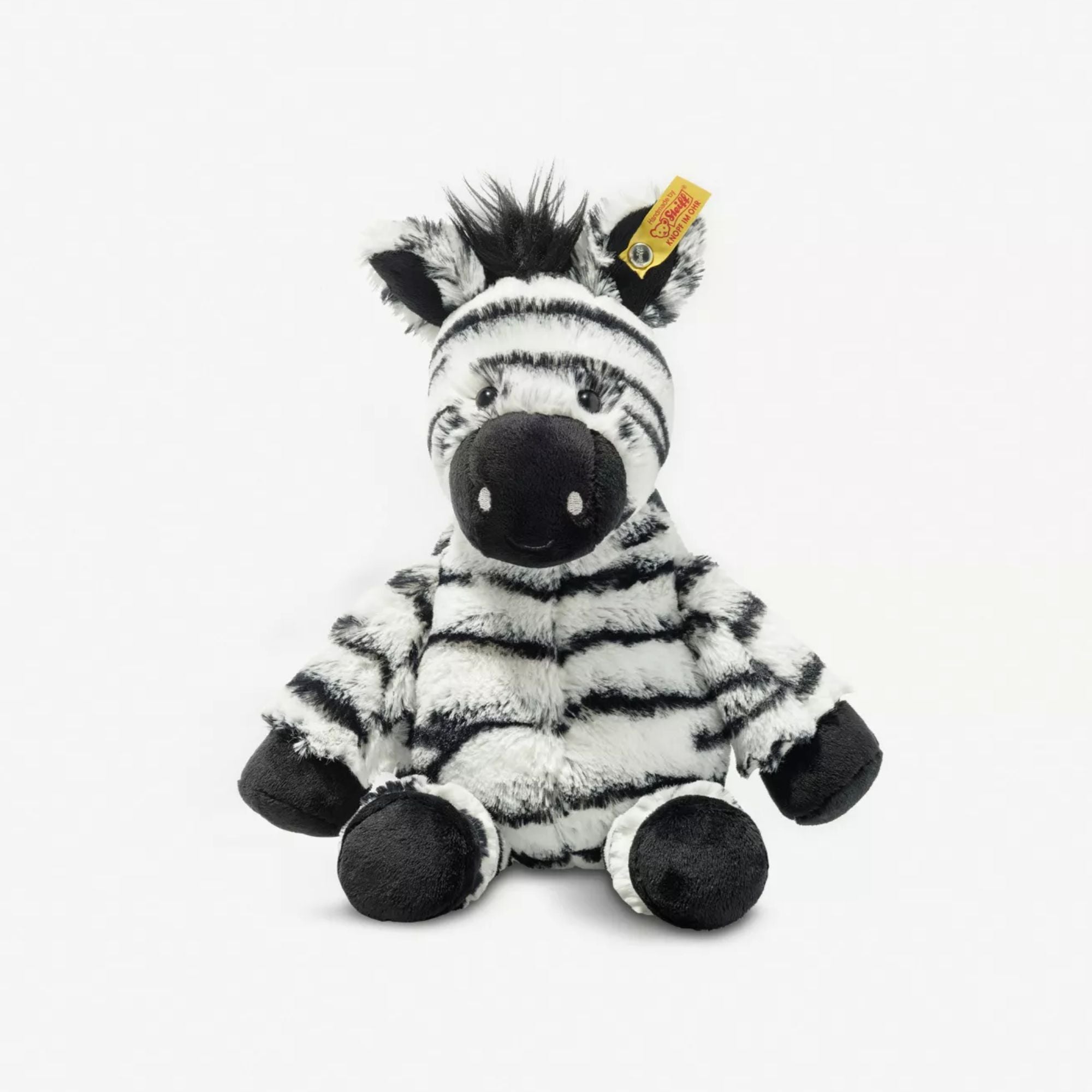 steiff zebra soft toy in black and white