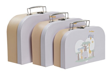 Set of 3 Storage Trunk Suitcases 'Elephant' Keepsake Box