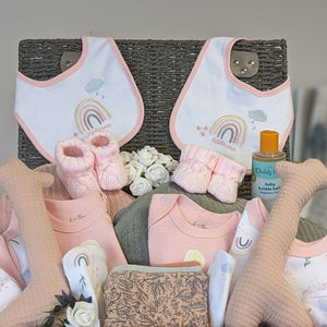 Twins gifts for baby girls. Baby clothing, organic towel, baby toys and baby wash.