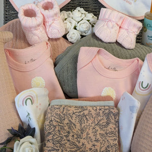 Twins gifts for baby girls. Baby clothing, organic towel, baby toys and baby wash.