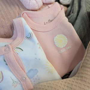 Twins gifts for baby girls. Baby clothing, organic towel, baby toys and baby wash.