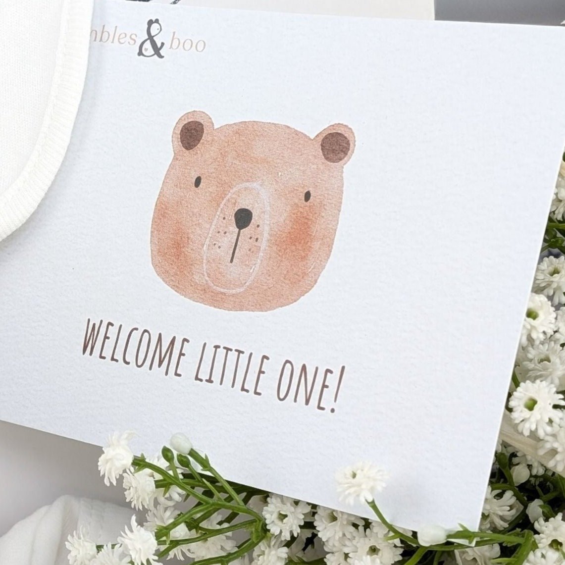 Welcome little one greetings card.