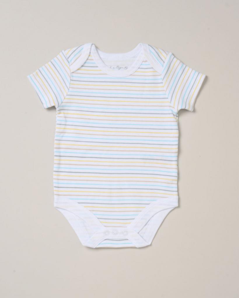 baby vest with stripes in yellow and blue