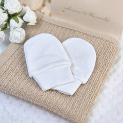 White Anti Scratch Baby Mittens 0-6 Months