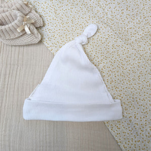 Unisex Baby White Knot Organic Hat Baby Hat