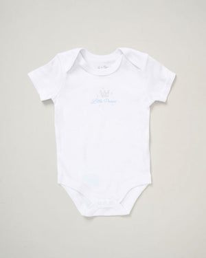 white baby vest which reads little prince