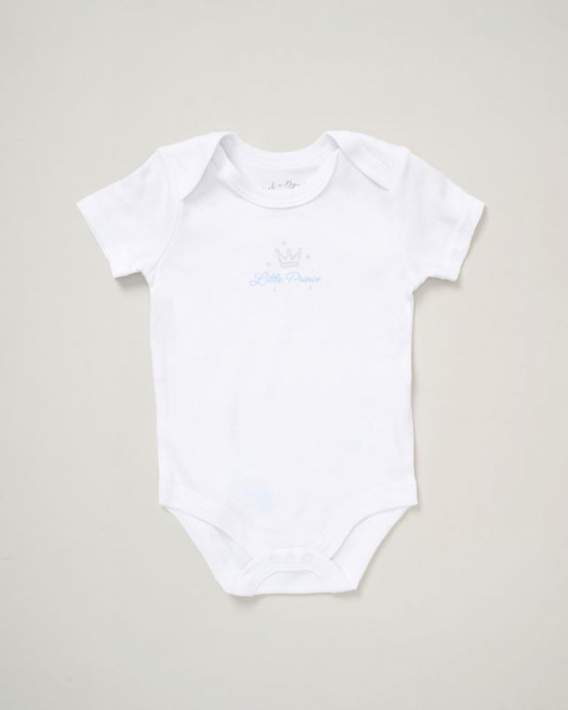 white baby vest which reads little prince