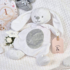 Eco-Friendly White Bunny Baby Comforter with Teething Ring