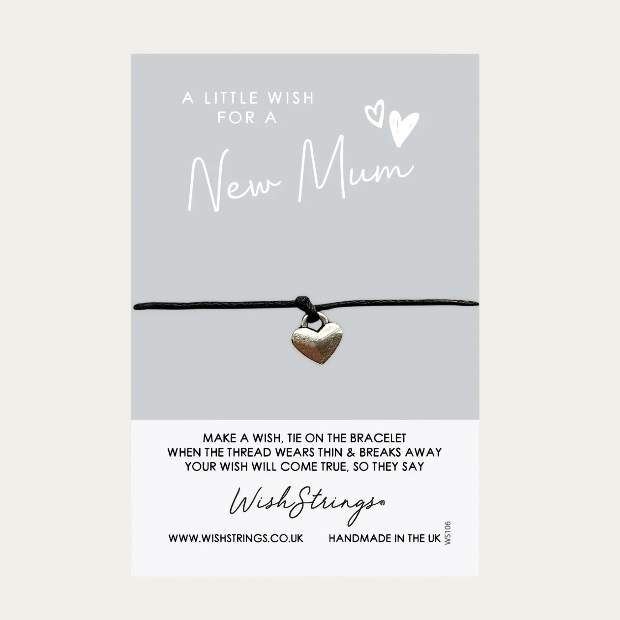 New Mum WishStrings Bracelet with delicate charm, a thoughtful keepsake symbolising love, hope, and new beginnings – perfect gift for new mums.