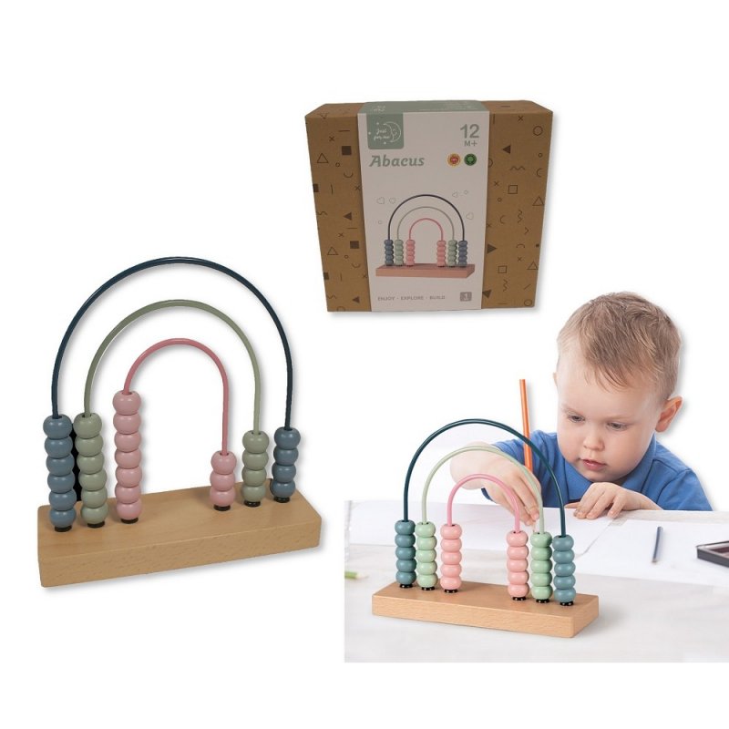 Wooden Abacus for toddlers in pastel colours, perfect first birthday gift. Encourages counting, creativity, and fine motor skill development