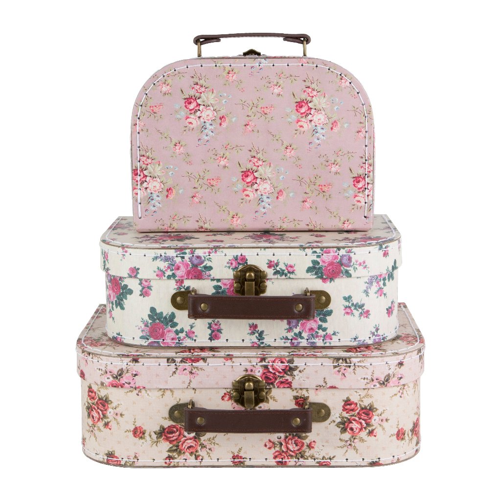 Vintage Rose'  Suitcase Luggage Storage Set