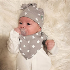 Grey with White Stars Bandana Dribble Bib