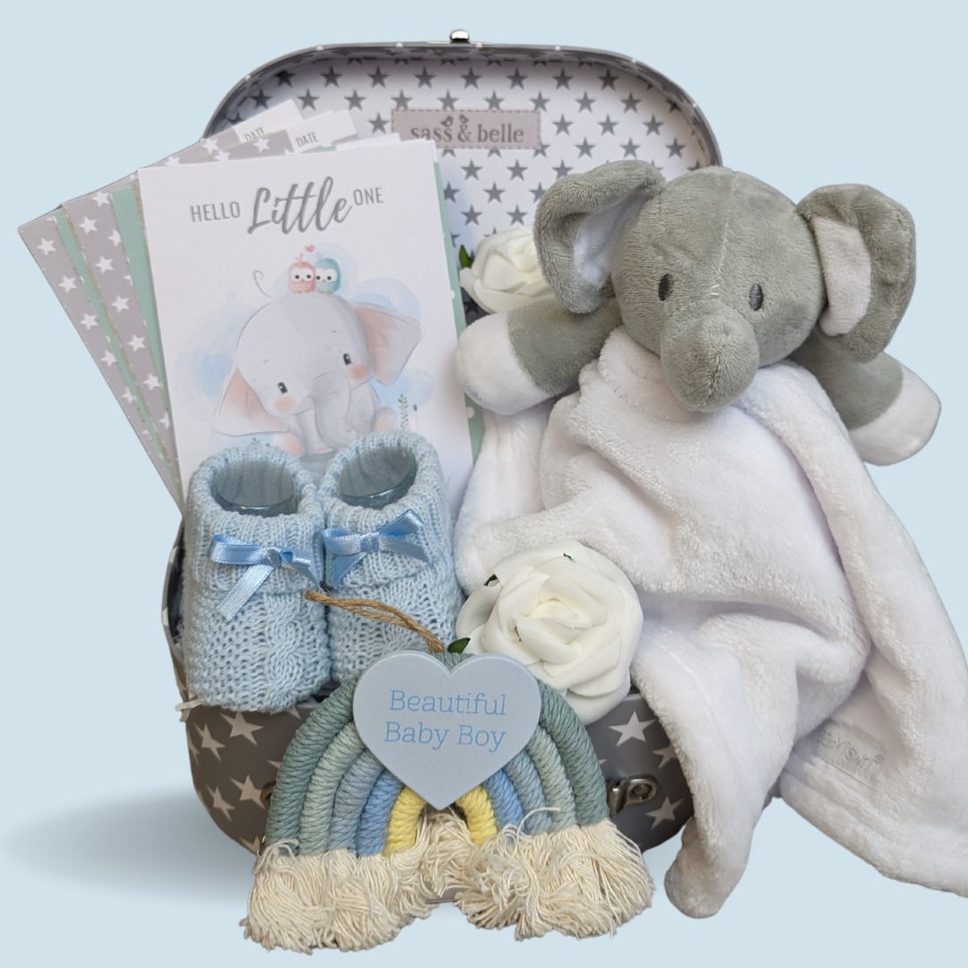 Zeronto Baby Boy Gift Basket - Blue Bunny – Zeronto Baby Gift Baskets
