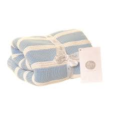 Baby Blanket - Blue and White Stripes  - 