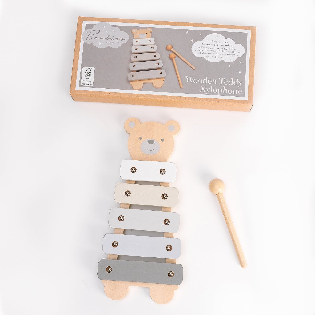 Wooden Toy Xylophone - Teddy Bear shaped.