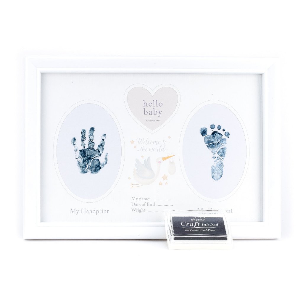 Baby Hand and Footprint Frame with white border.