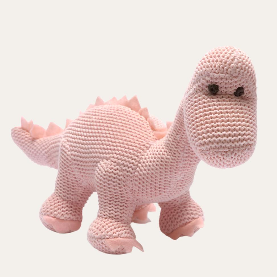 Knitted Organic Cotton Diplodocus Dinosaur Baby Rattle 