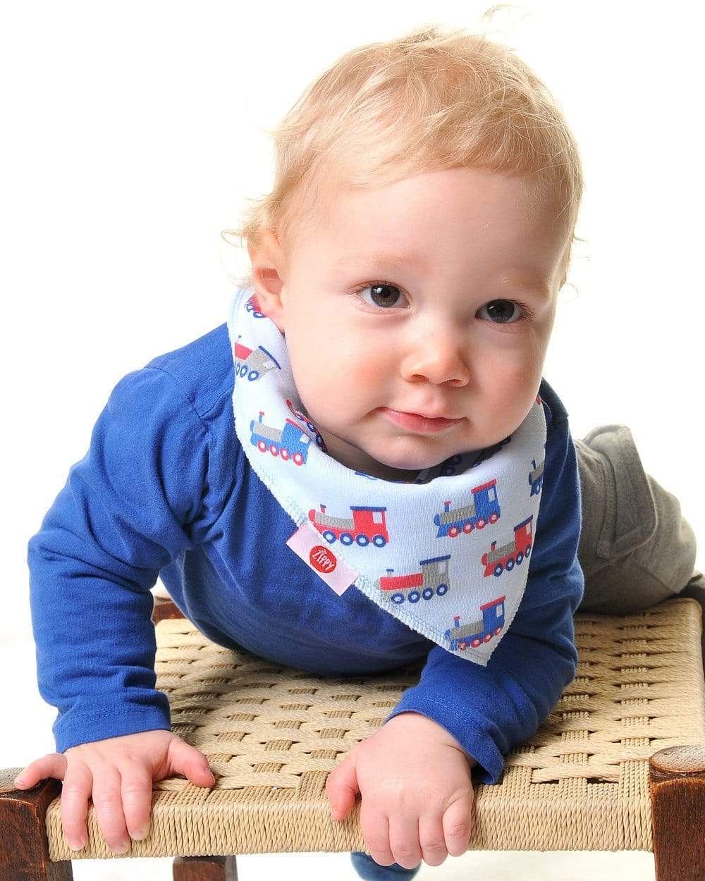 Trains Bandana Dribble Bib by Ziggle (Matching hat also available) - 